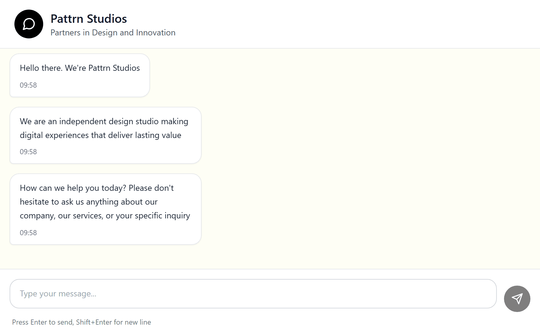 Pattrn Sales Chatbot screenshot